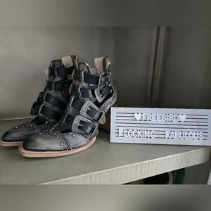 Freebird Black and Gray Buckle Boots